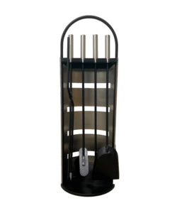 SET 4 ACCESSORI PER STUFE E CAMINETTI COLORE GRIGIO E NERO, ALTEZZA 66 CM